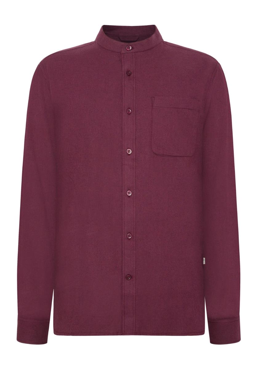 Regular Fit Melangé Flannel Stand Collar Shirt