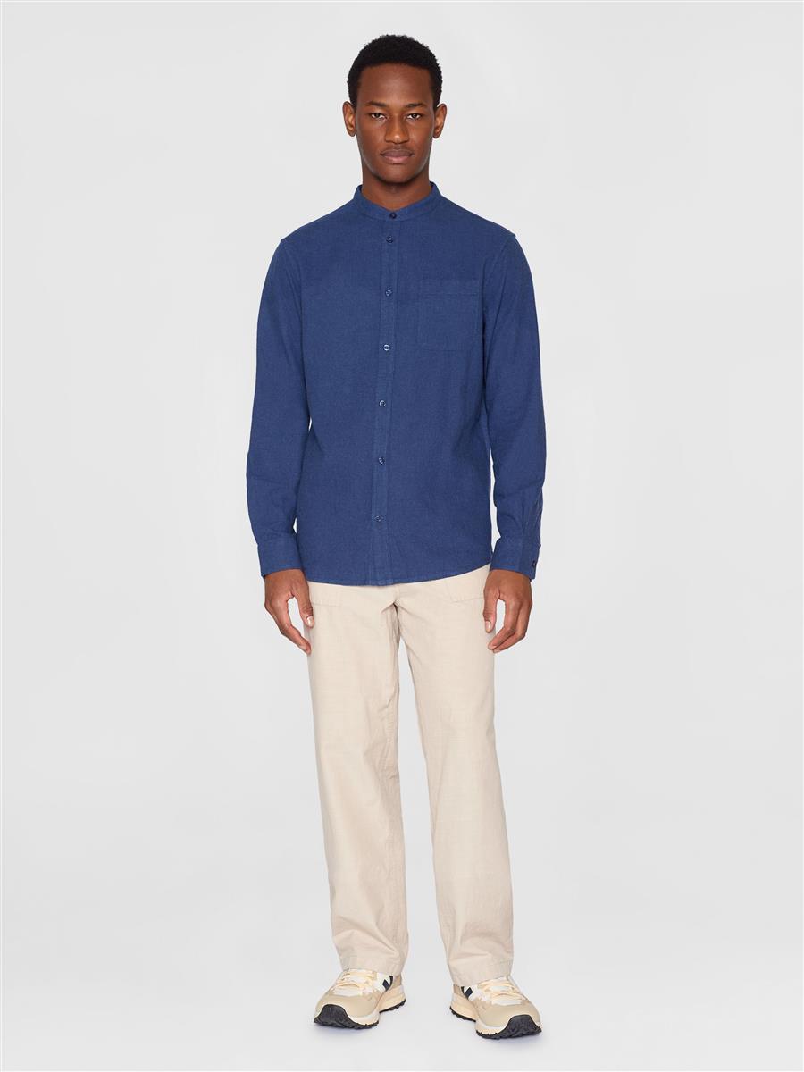 Regular Fit Melangé Flannel Stand Collar Shirt