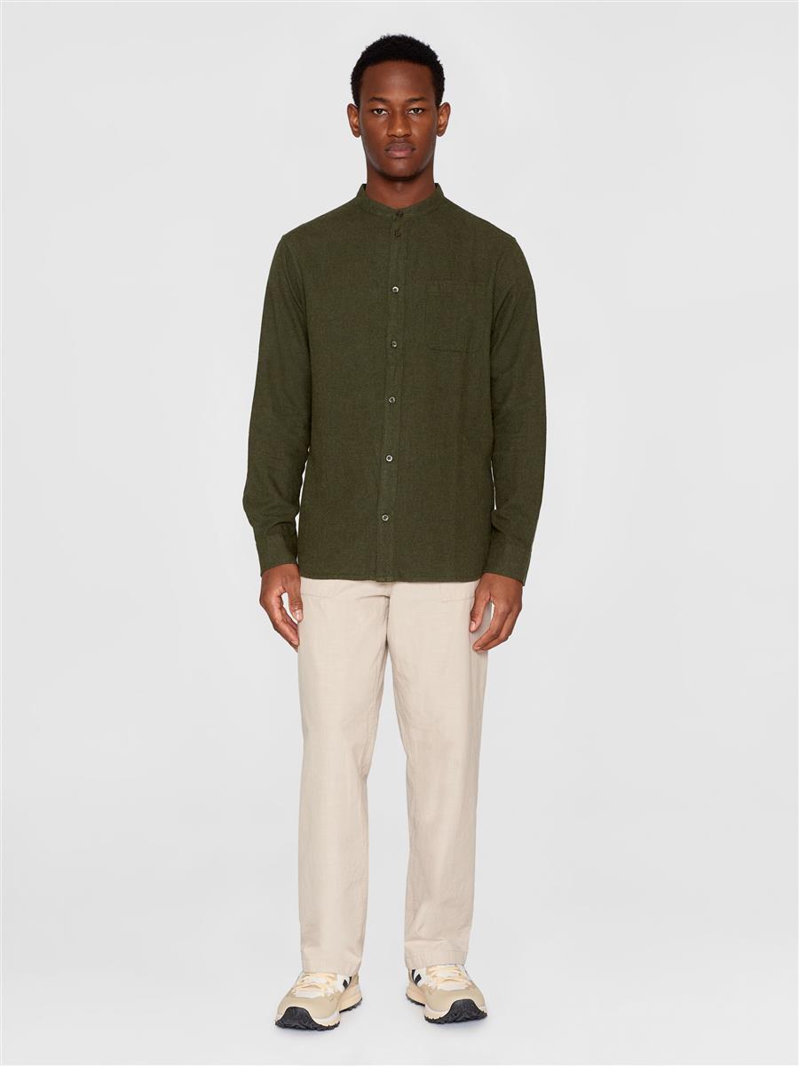 Regular Fit Melangé Flannel Stand Collar Shirt