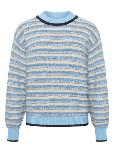 Cotton Stripe Structure Crew Neck
