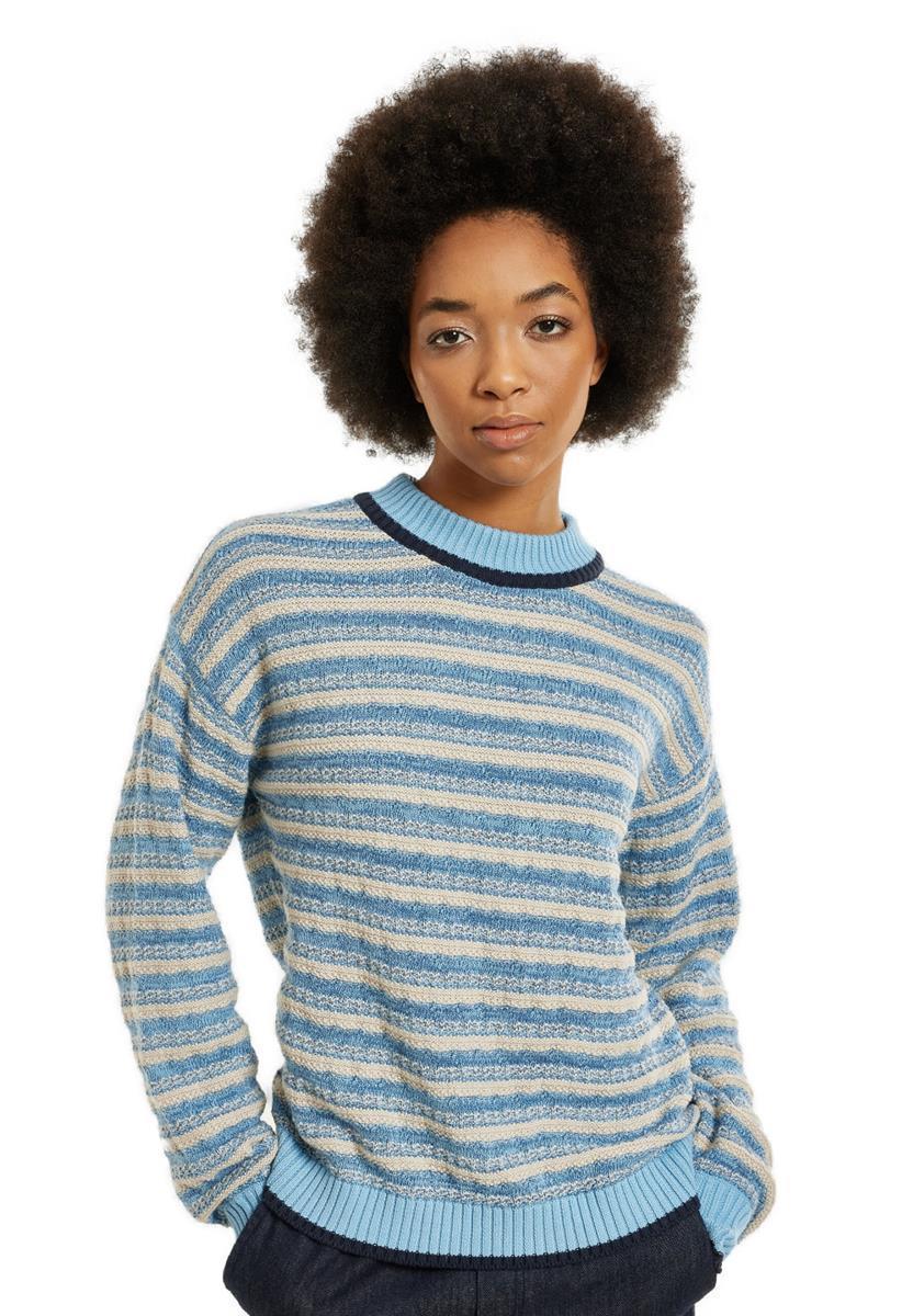 Cotton Stripe Structure Crew Neck