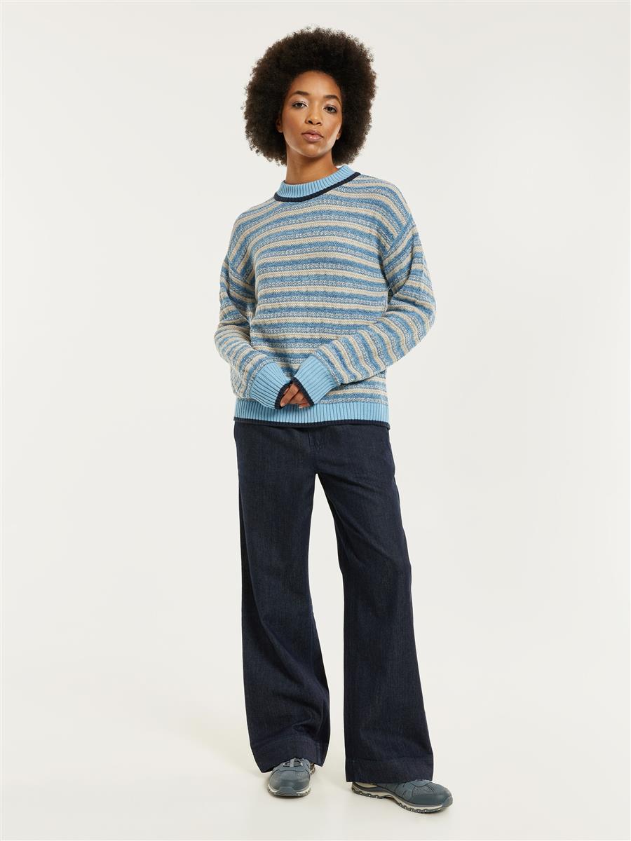 Cotton Stripe Structure Crew Neck