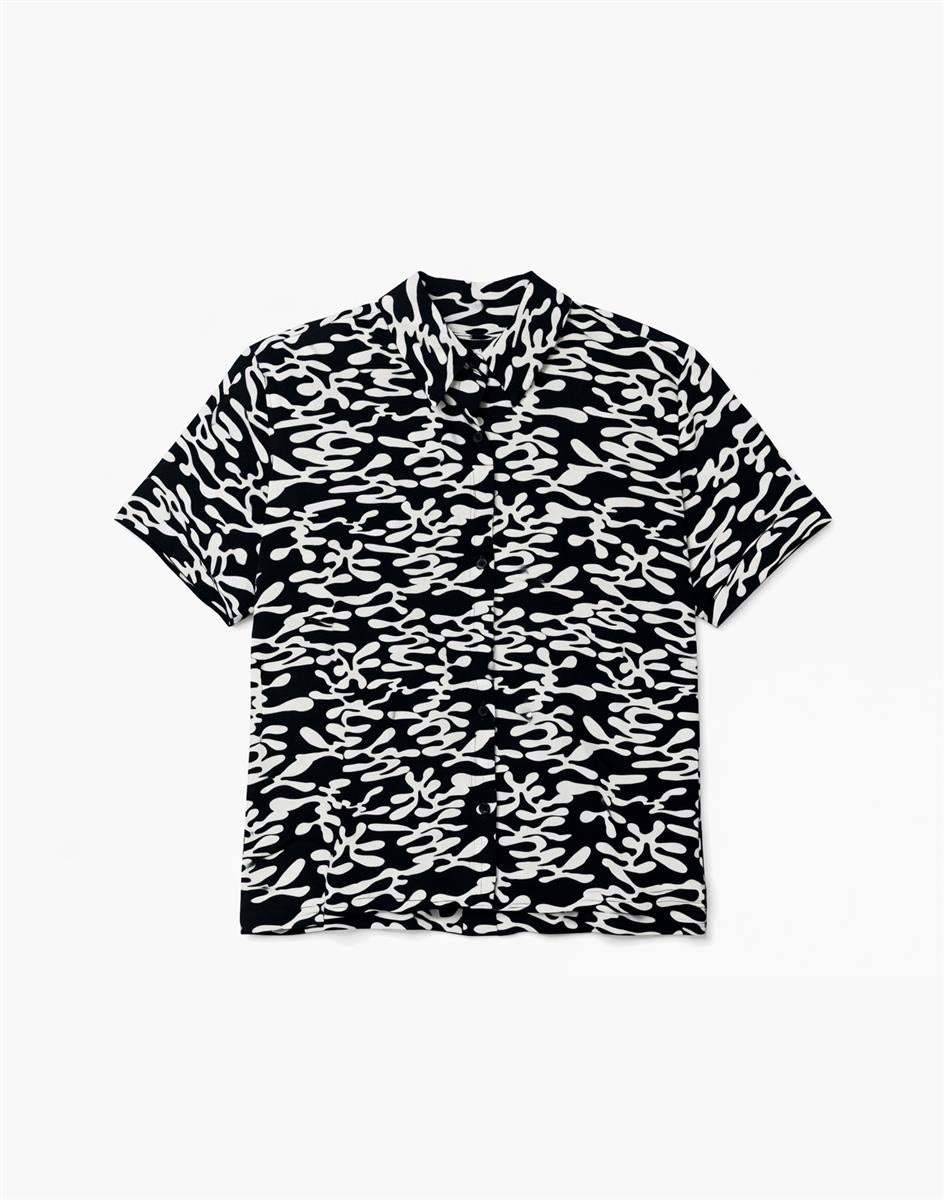 Printed Short Sleeve Crinkle Shirt