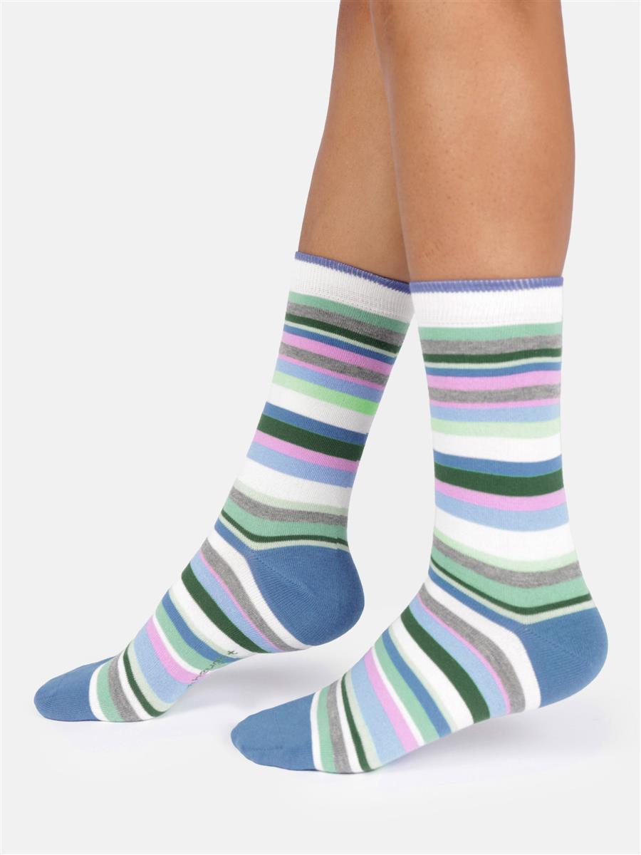 Womens Colourful Stripe Bamboo Crew Socks