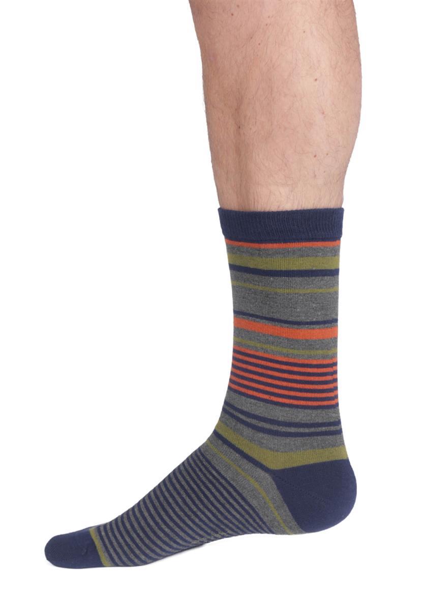 Mens Variated Stripe Bamboo Crew Socks