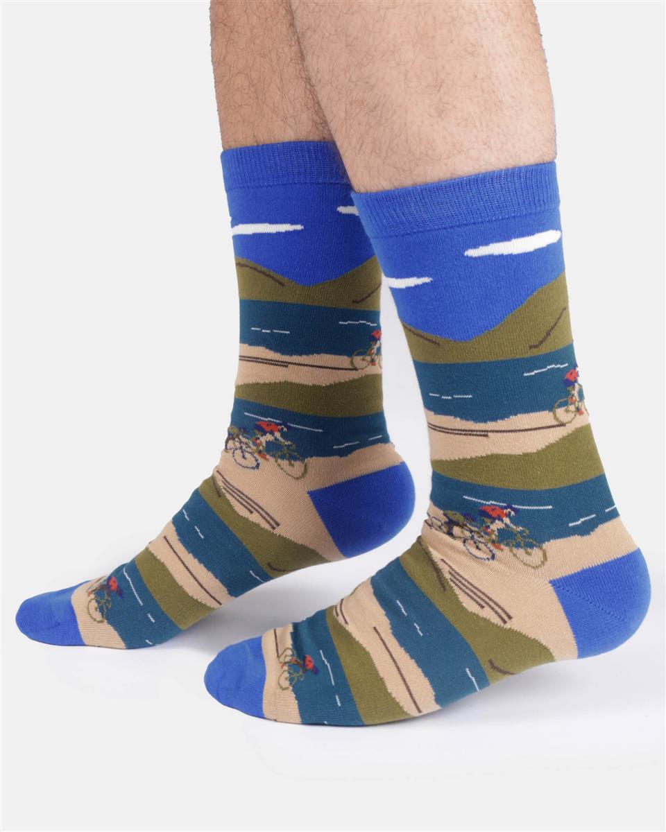 Mens Bike Landscape Organic Cotton Crew Socks