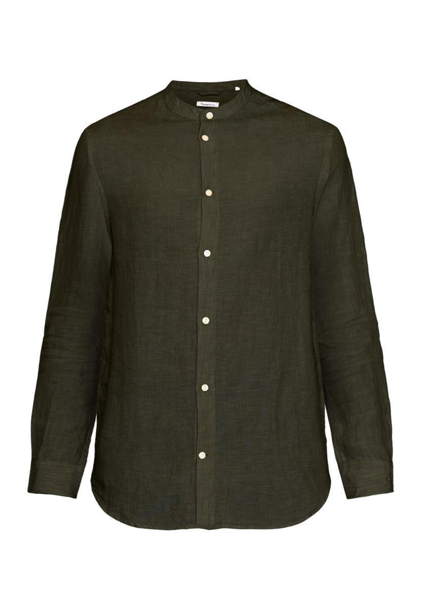 Regular Linen Stand Collar Shirt