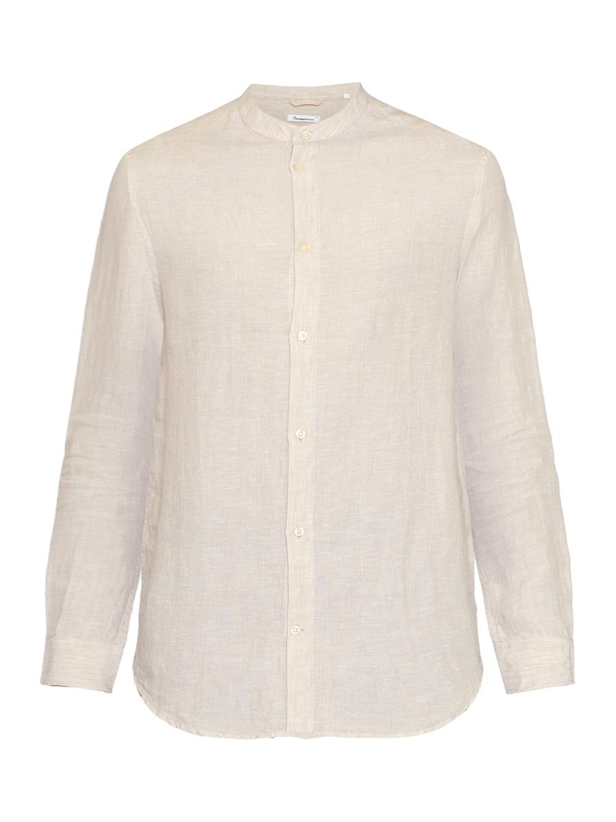 Regular Linen Stand Collar Shirt