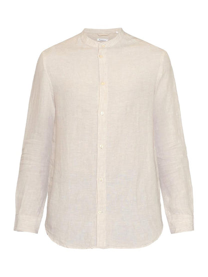 Regular Linen Stand Collar Shirt