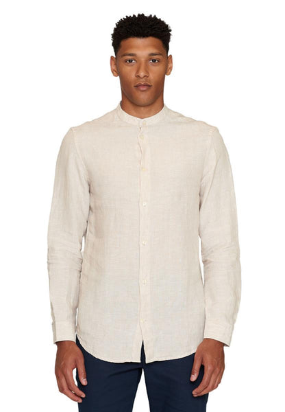 Regular Linen Stand Collar Shirt