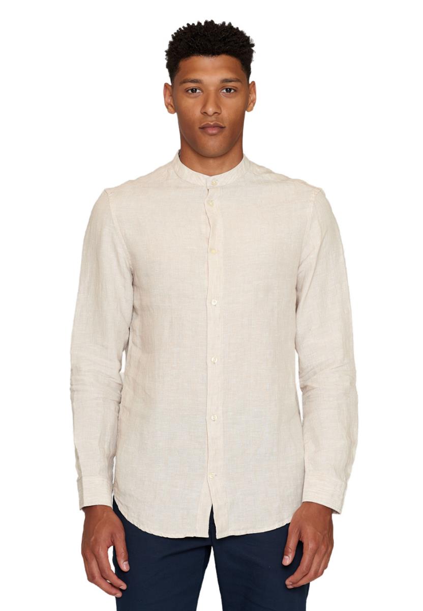 Regular Linen Stand Collar Shirt
