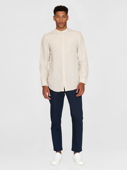 Regular Linen Stand Collar Shirt