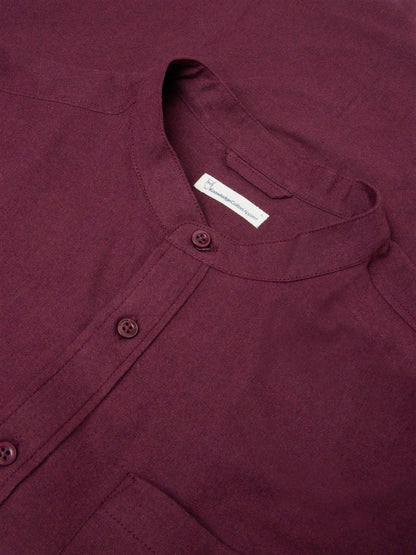 Regular Fit Melangé Flannel Stand Collar Shirt