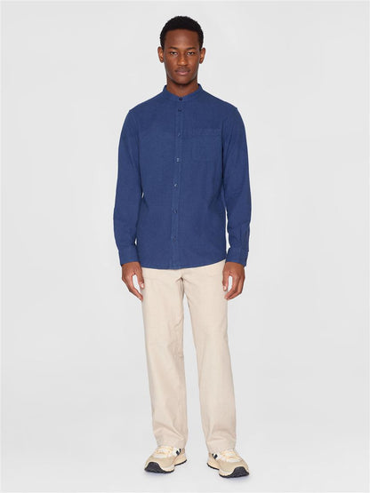 Regular Fit Melangé Flannel Stand Collar Shirt