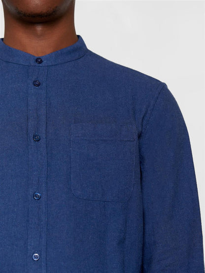 Regular Fit Melangé Flannel Stand Collar Shirt