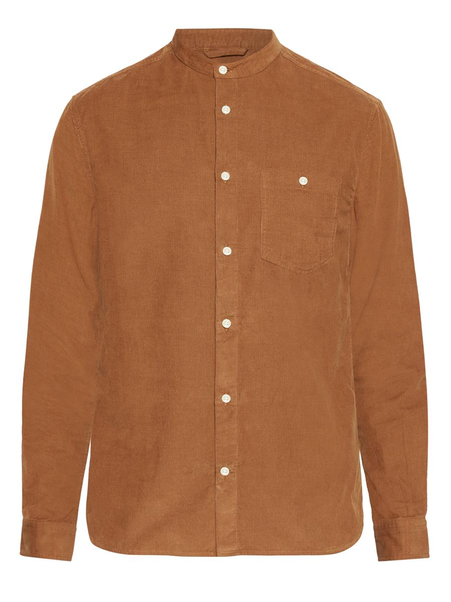 Regular Fit Corduroy Stand Collar Shirt