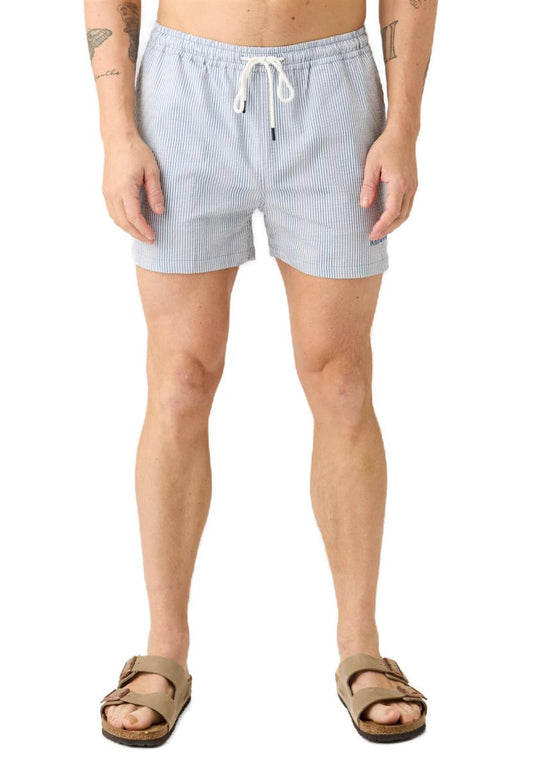 Mid-Thigh Stripe Seersucker Swimshorts-Ocs Blended