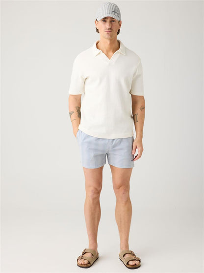 Mid-Thigh Stripe Seersucker Swimshorts-Ocs Blended
