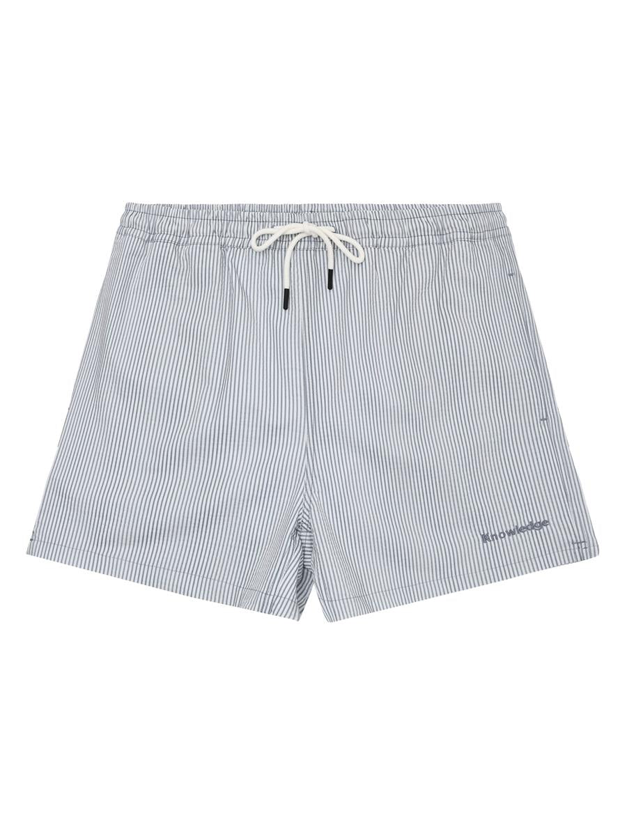 Mid-Thigh Stripe Seersucker Swimshorts-Ocs Blended