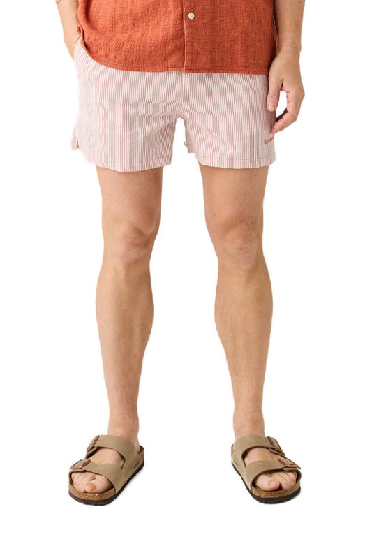 Mid-Thigh Stripe Seersucker Swimshorts-Ocs Blended