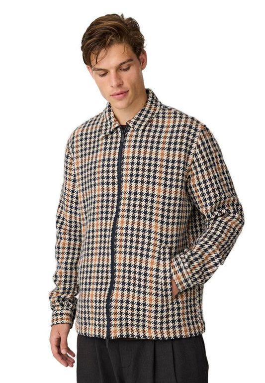 Houndtooth Zip Overshirt