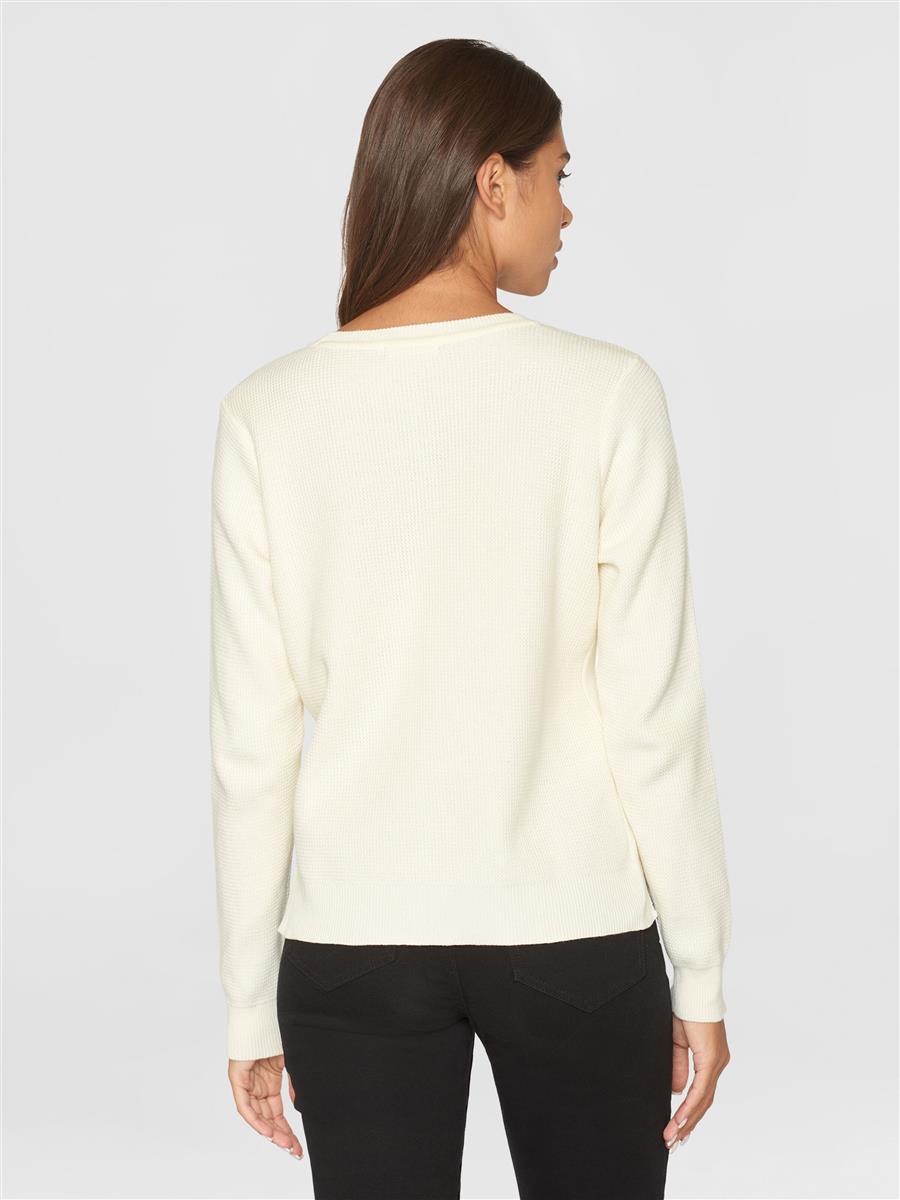 Regular Cotton Racking Stich Crew Neck Knit W. Slit