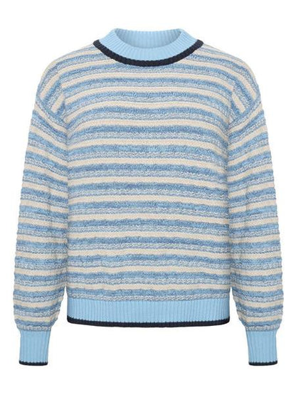 Cotton Stripe Structure Crew Neck