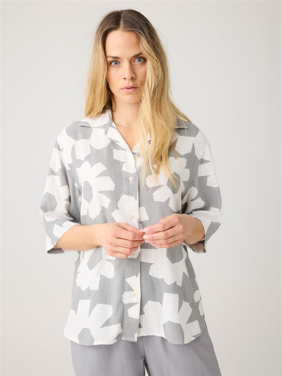 Linen-Mix Printed Shirt