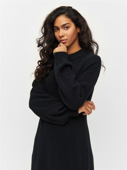 Wool Crew Neck Mid Lenght Dress