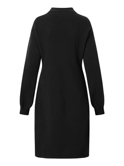 Wool Crew Neck Mid Lenght Dress