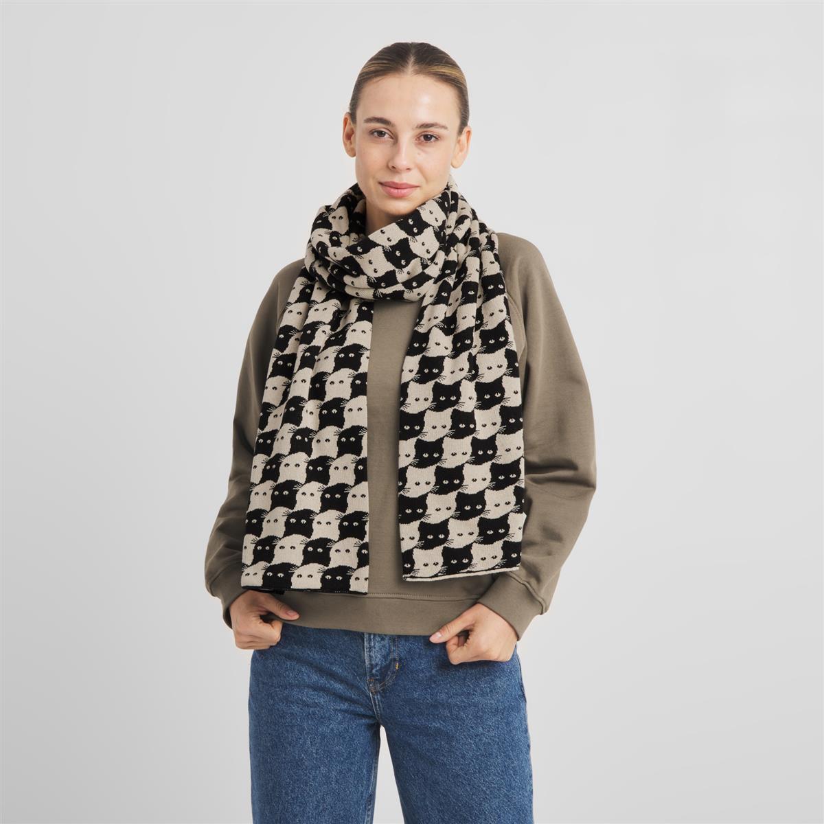 Scarf Rossberga Pepita Cats Oat White