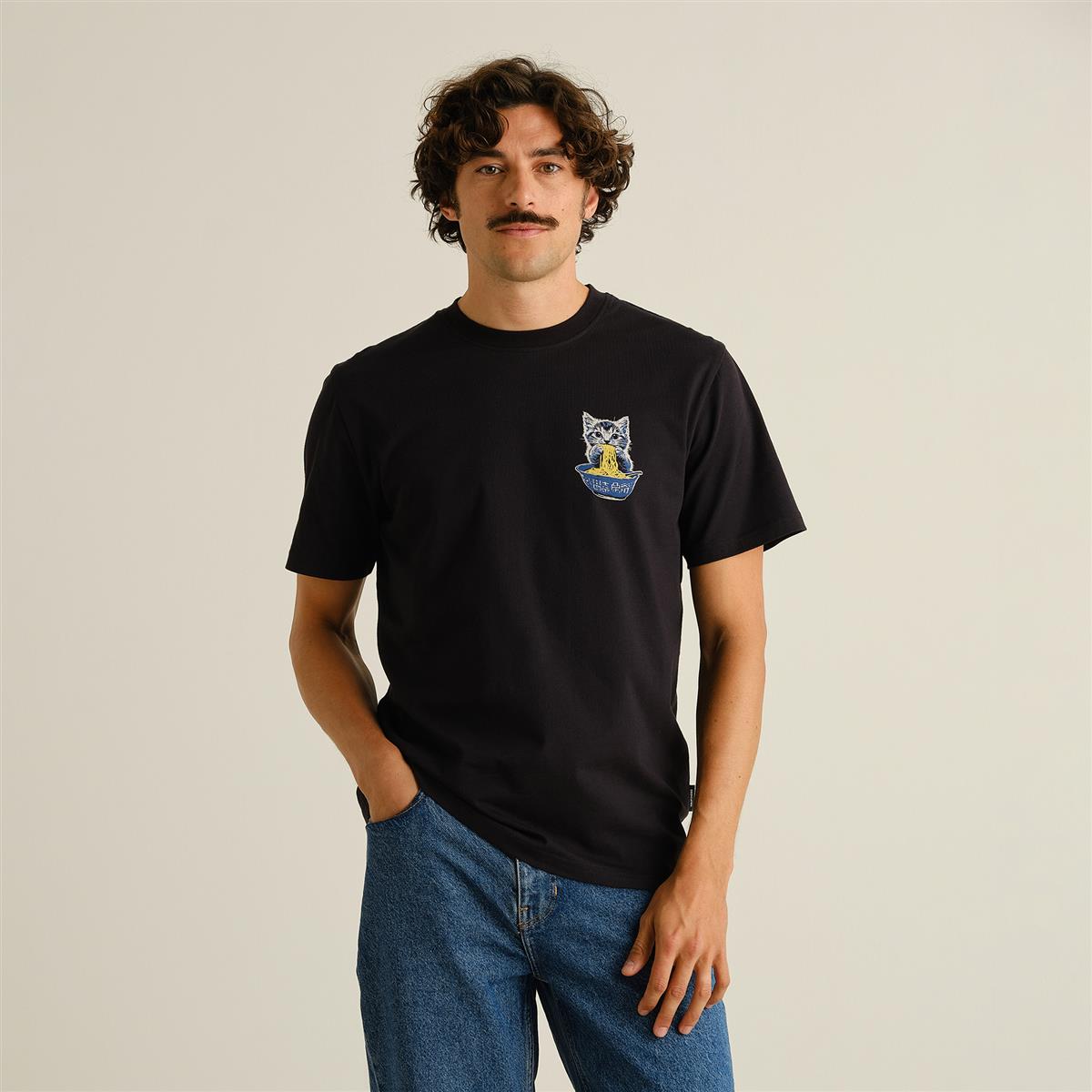 T-Shirt Stockholm Cat And Noodles Black