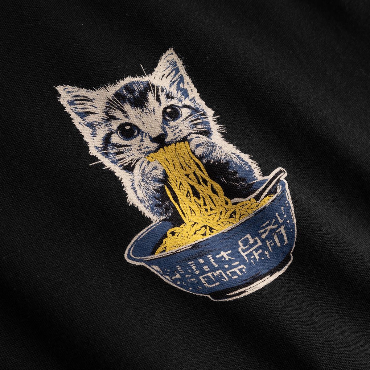T-Shirt Stockholm Cat And Noodles Black