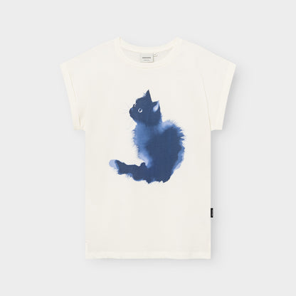 T-Shirt Visby Watercolor Cat Off-White