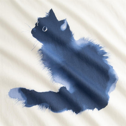T-Shirt Visby Watercolor Cat Off-White