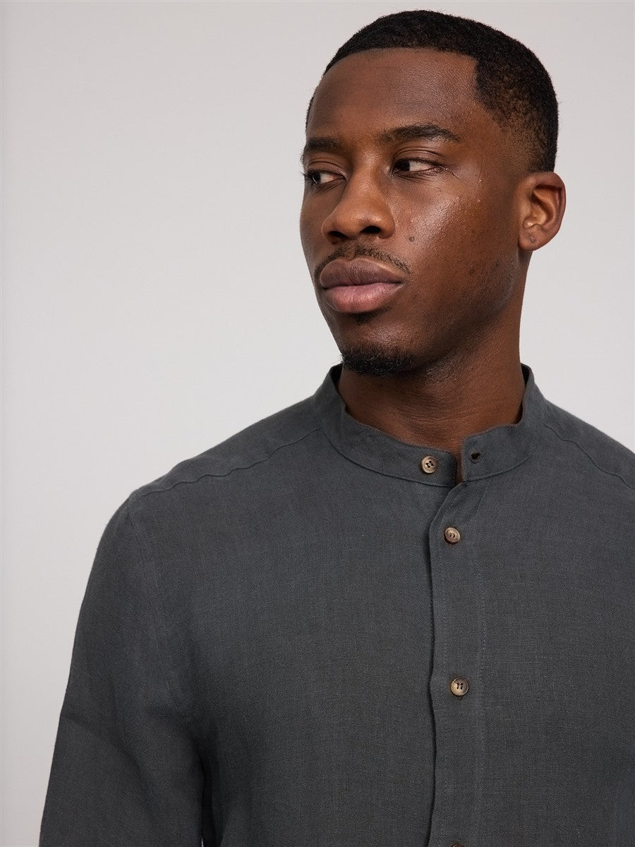 Stand Collar Linen Shirt
