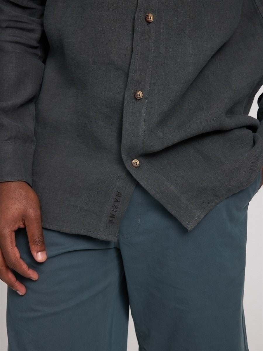 Stand Collar Linen Shirt