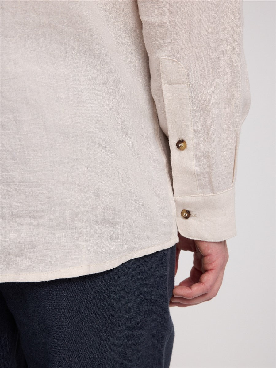 Stand Collar Linen Shirt