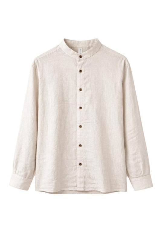 Stand Collar Linen Shirt