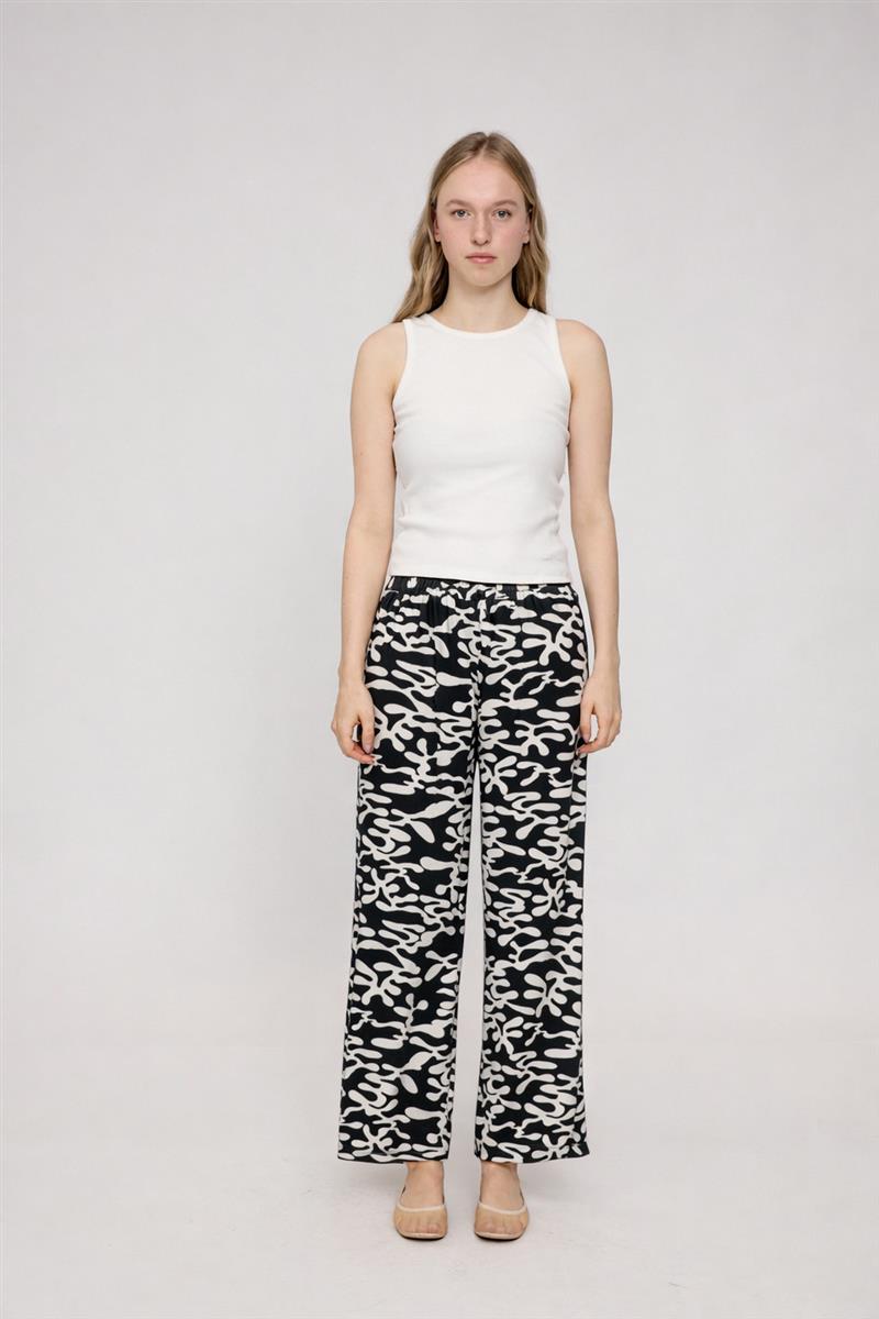 Printed Wide Leg Viscose Pants