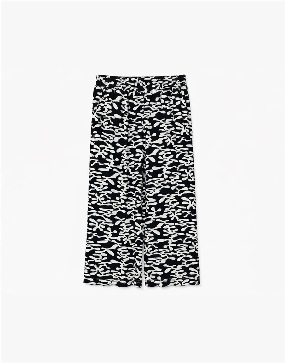 Printed Wide Leg Viscose Pants
