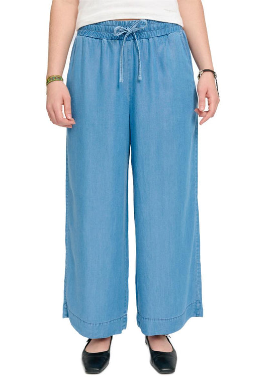 Wide Leg Tencel Pants Elastic