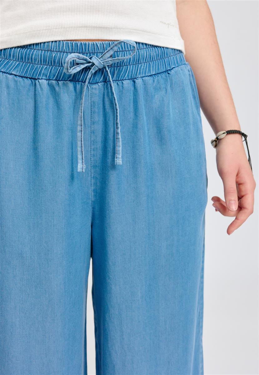 Wide Leg Tencel Pants Elastic