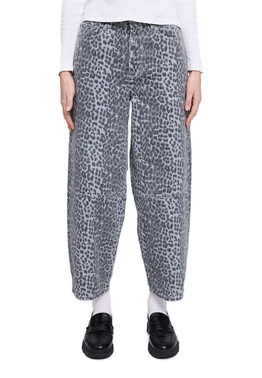 Printed Barrel Leg Denim Pants