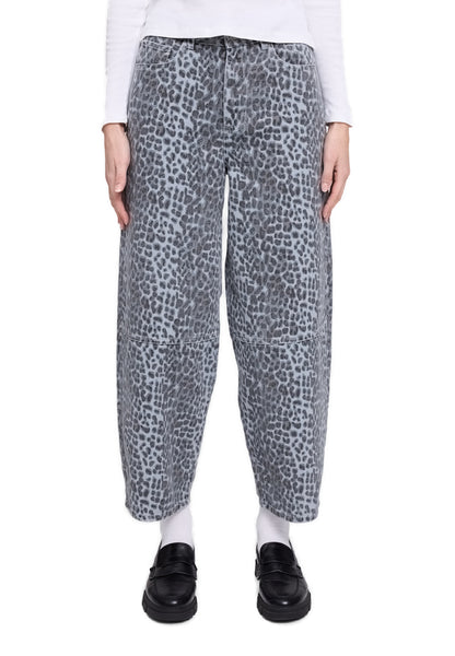 Printed Barrel Leg Denim Pants