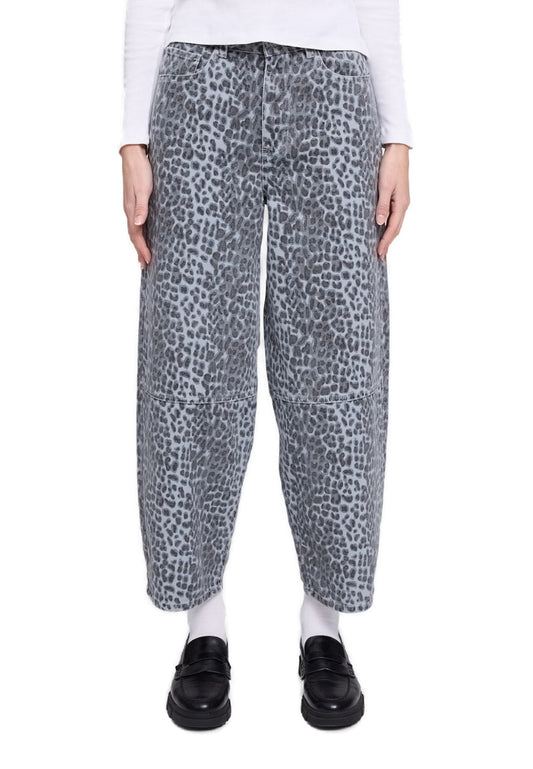 Printed Barrel Leg Denim Pants