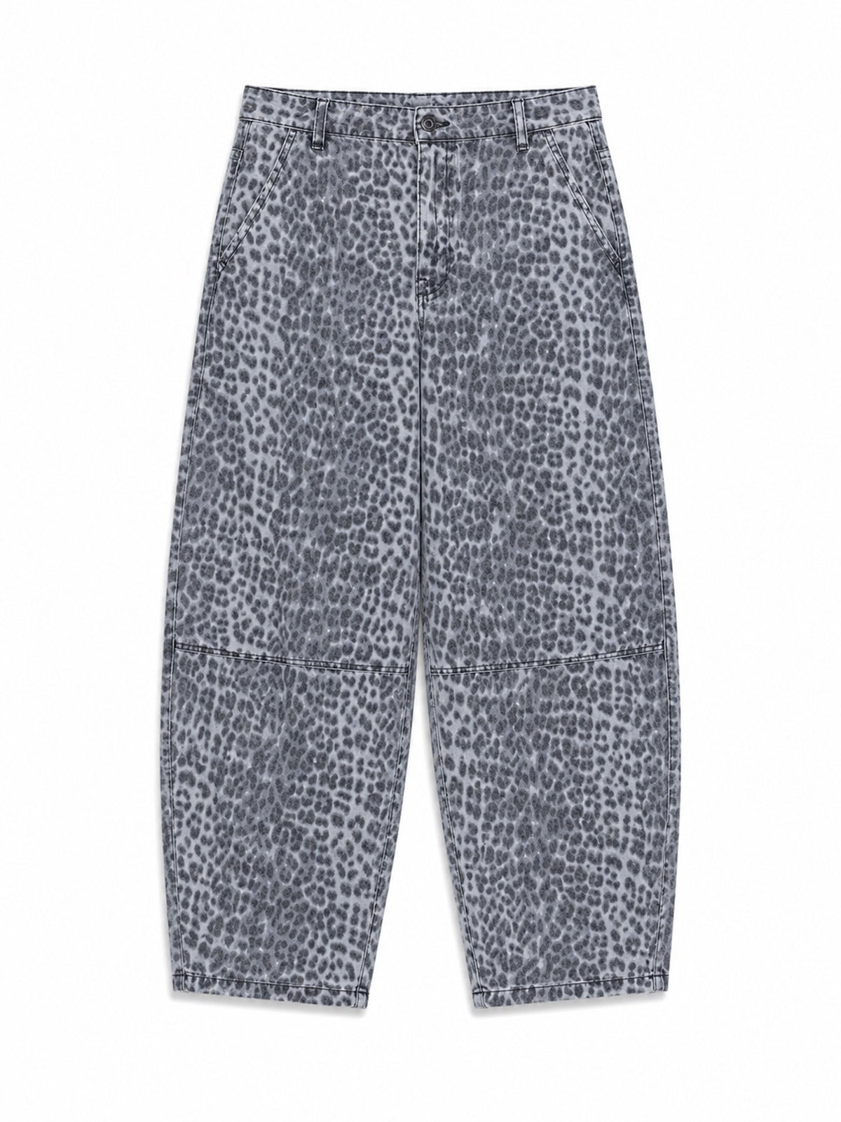 Printed Barrel Leg Denim Pants