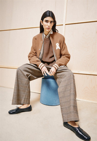 Check Wide Pleated Pant