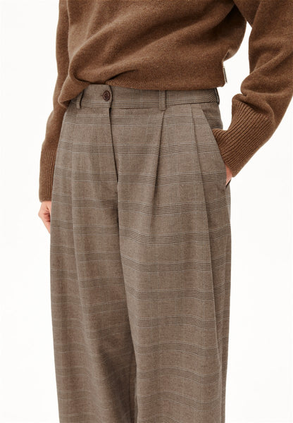 Check Wide Pleated Pant