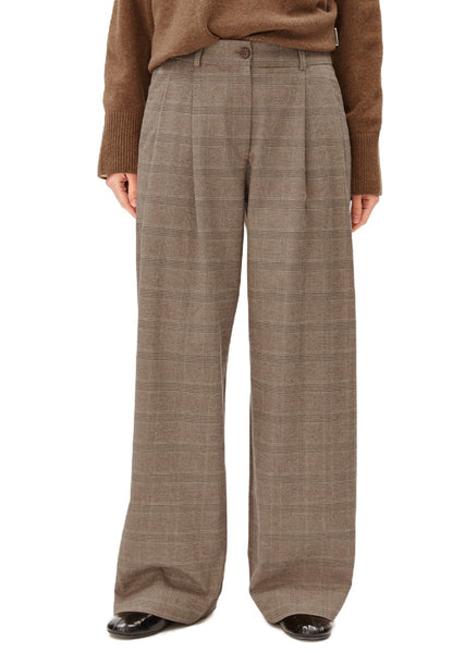 Check Wide Pleated Pant